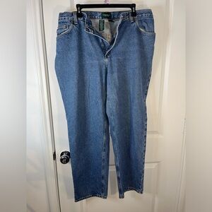 Lauren Jeans Co. Ralph Lauren VTG 100% Cotton Leather Patch Denim Jeans Sz 18W